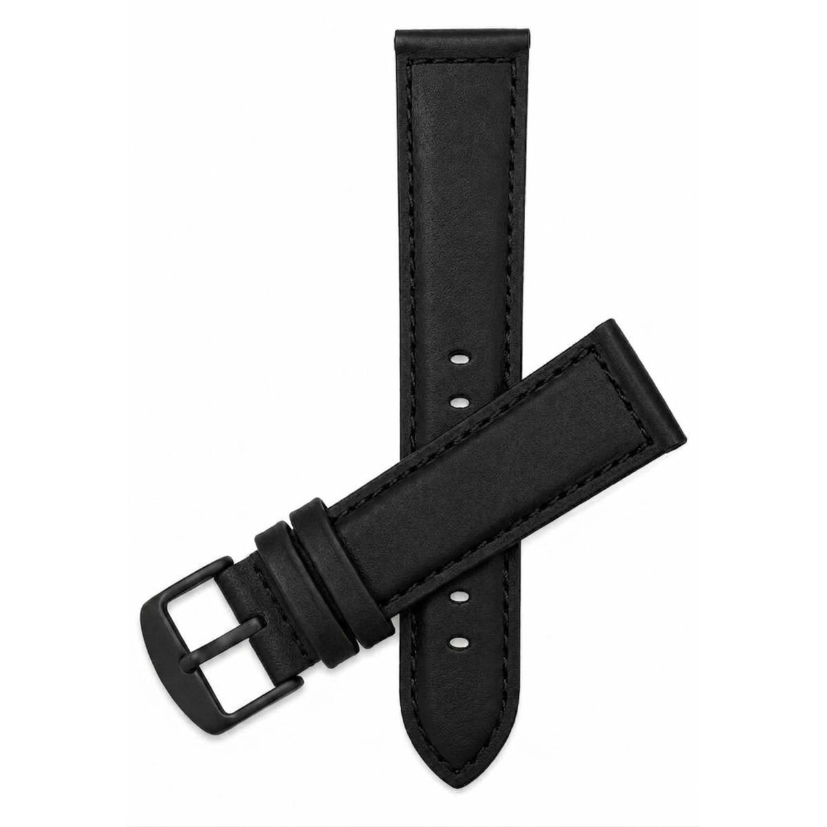 Bandini Mens Leather Watch Band, Stitching, Padded, Standard & Extra Long (XL) - 18mm to 30mm