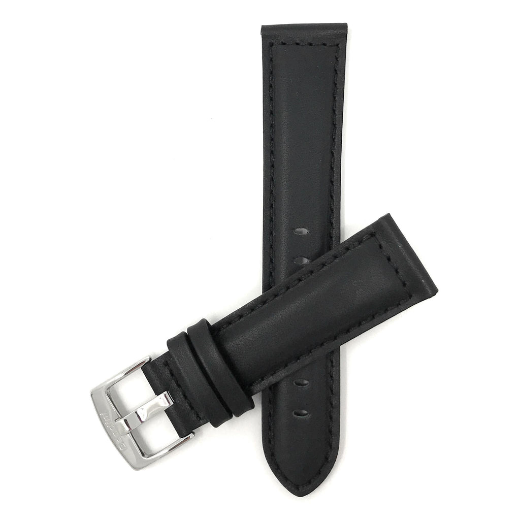 Bandini Mens Leather Watch Band, Stitching, Padded, Standard & Extra Long (XL) - 18mm to 30mm