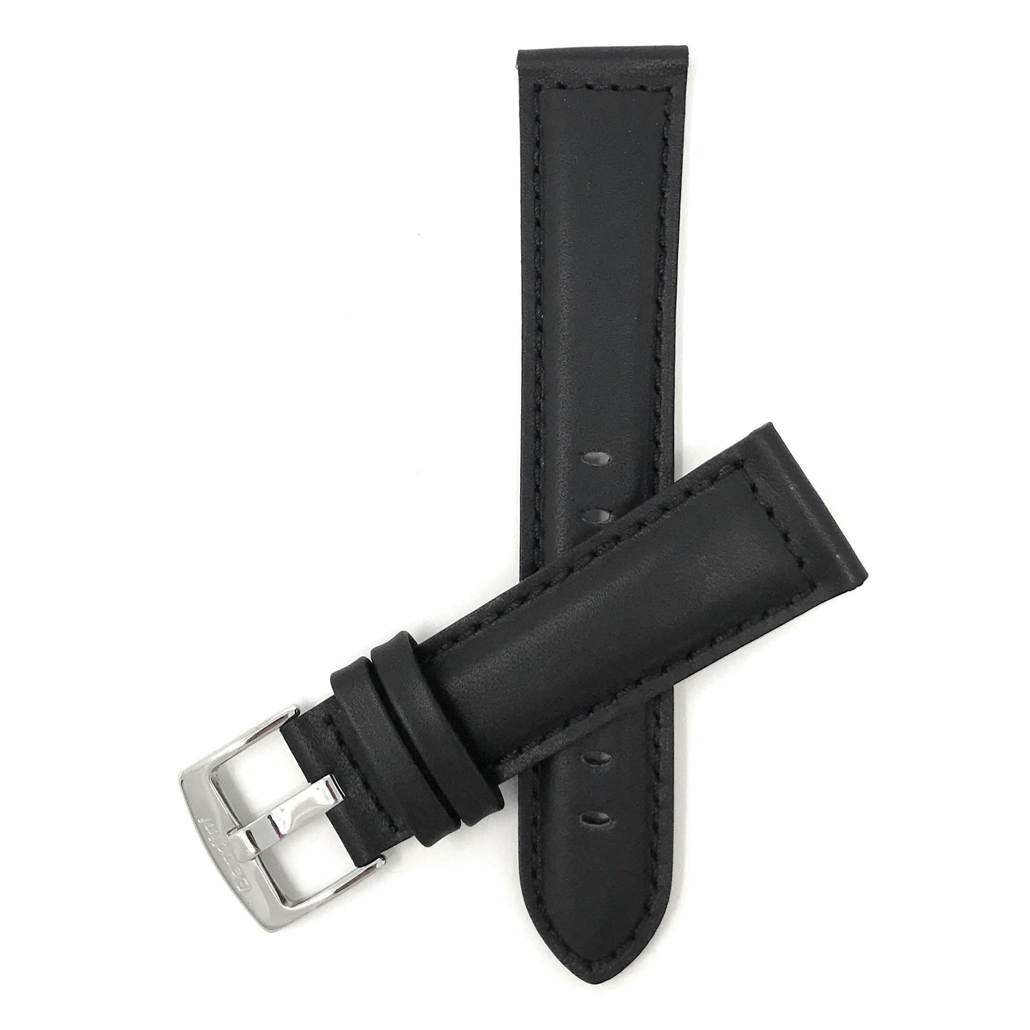 Bandini Mens Leather Watch Band, Stitching, Padded, Standard & Extra Long (XL) - 18mm to 30mm