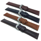 Bandini Mens Leather Watch Band, Stitching, Padded, Standard & Extra Long (XL) - 18mm to 30mm