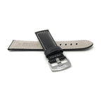 Bandini Mens Leather Watch Band, White Stitch, Padded, Standard & Extra Long (XL) - 18mm to 30mm