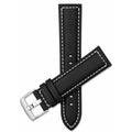 Bandini Mens Leather Watch Band, White Stitch, Padded, Standard & Extra Long (XL) - 18mm to 30mm