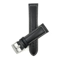Bandini Mens Leather Watch Band, White Stitch, Padded, Standard & Extra Long (XL) - 18mm to 30mm