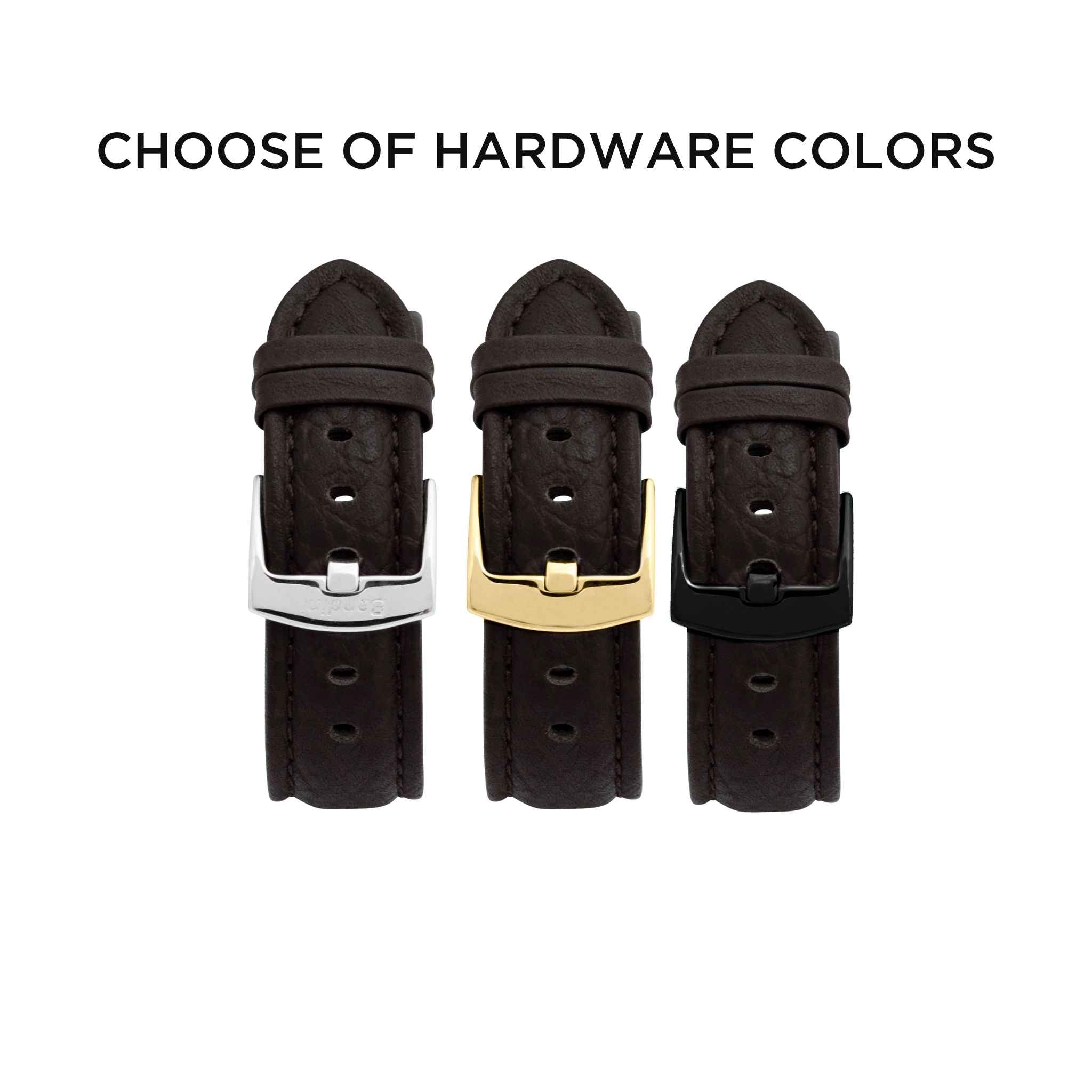 Bandini Mens Classic Padded Leather Watch Band for Apple Watch - Buffalo Pattern