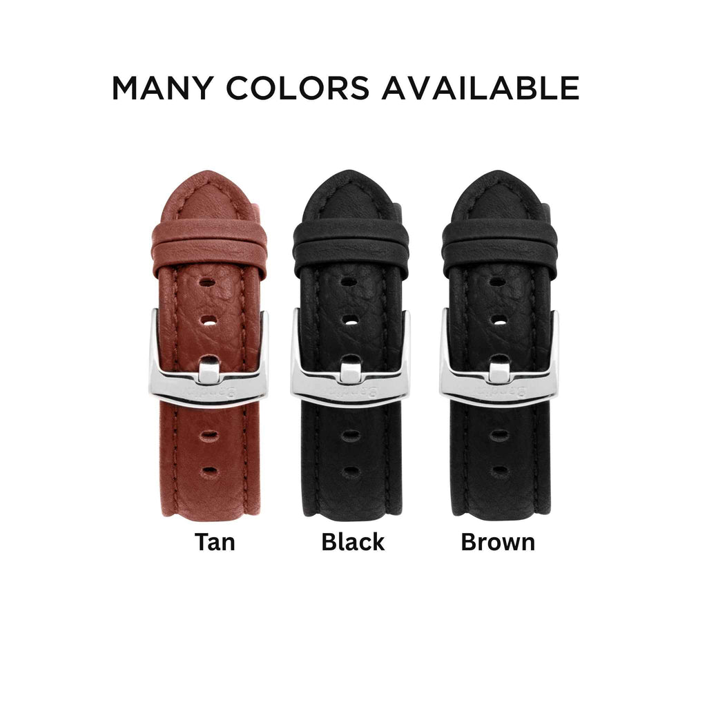 Bandini Mens Classic Padded Leather Watch Band for Apple Watch - Buffalo Pattern