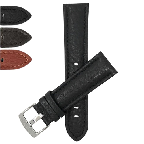 Bandini Mens Leather Watch Band Strap, Buffalo Pattern, Padded, Standard & Extra Long (XL) - 18mm to 30mm
