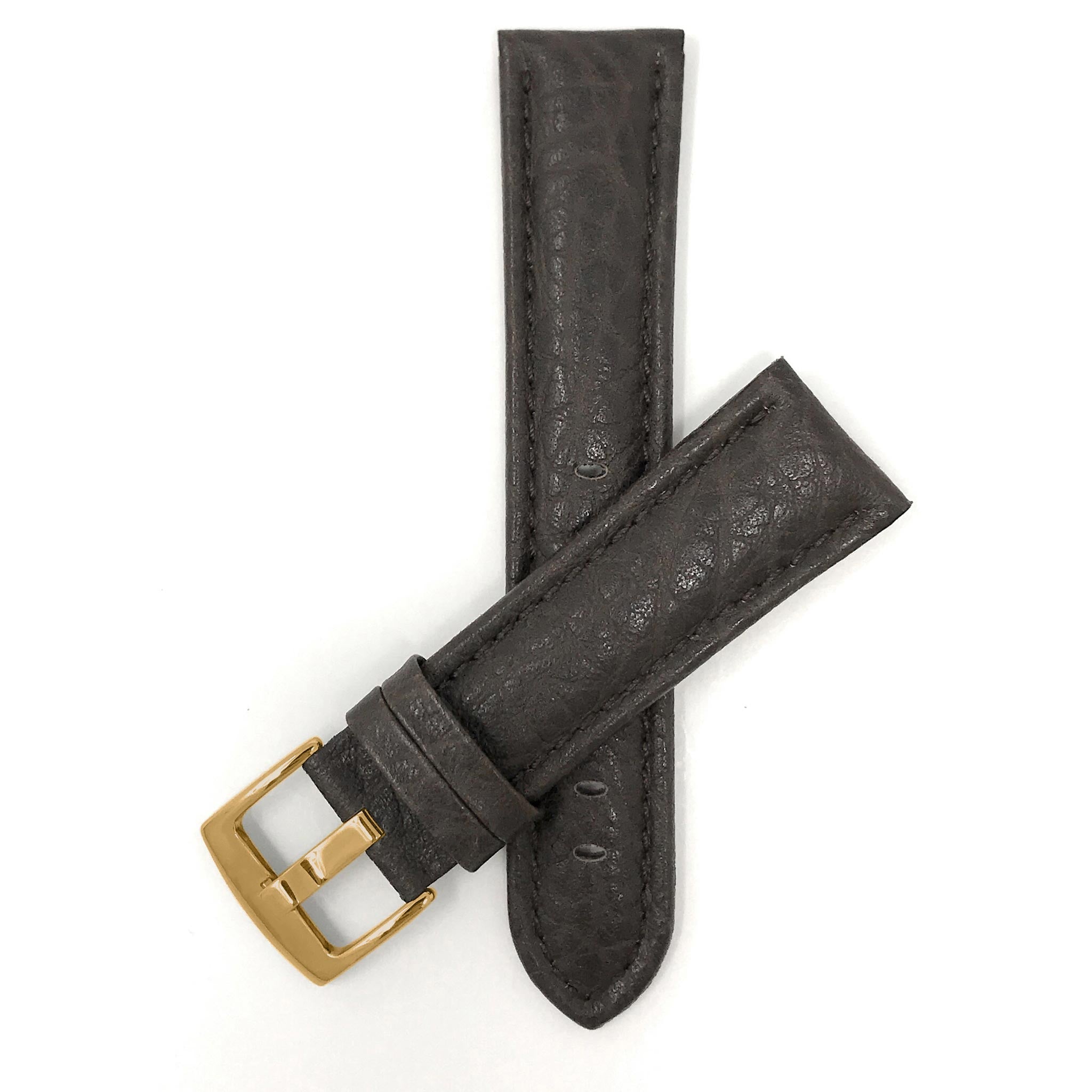 Bandini Mens Leather Watch Band Strap, Buffalo Pattern, Padded, Standard & Extra Long (XL) - 18mm to 30mm