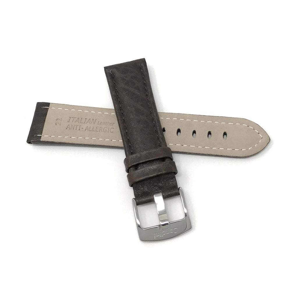 Bandini Mens Leather Watch Band Strap, Buffalo Pattern, Padded, Standard & Extra Long (XL) - 18mm to 30mm
