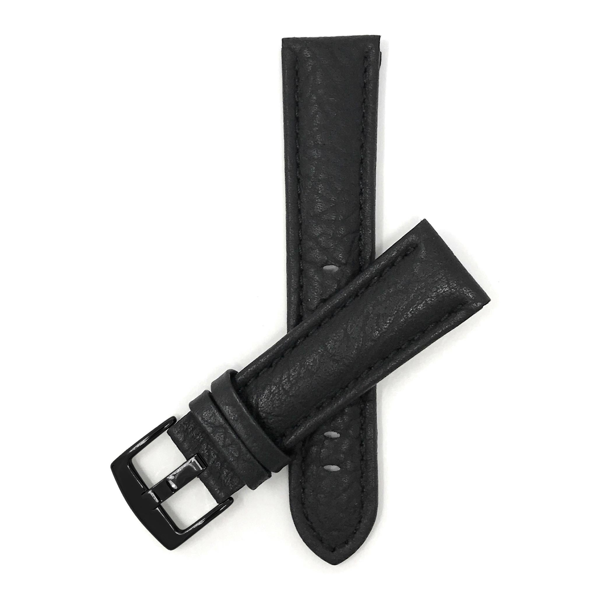 Bandini Mens Leather Watch Band Strap, Buffalo Pattern, Padded, Standard & Extra Long (XL) - 18mm to 30mm