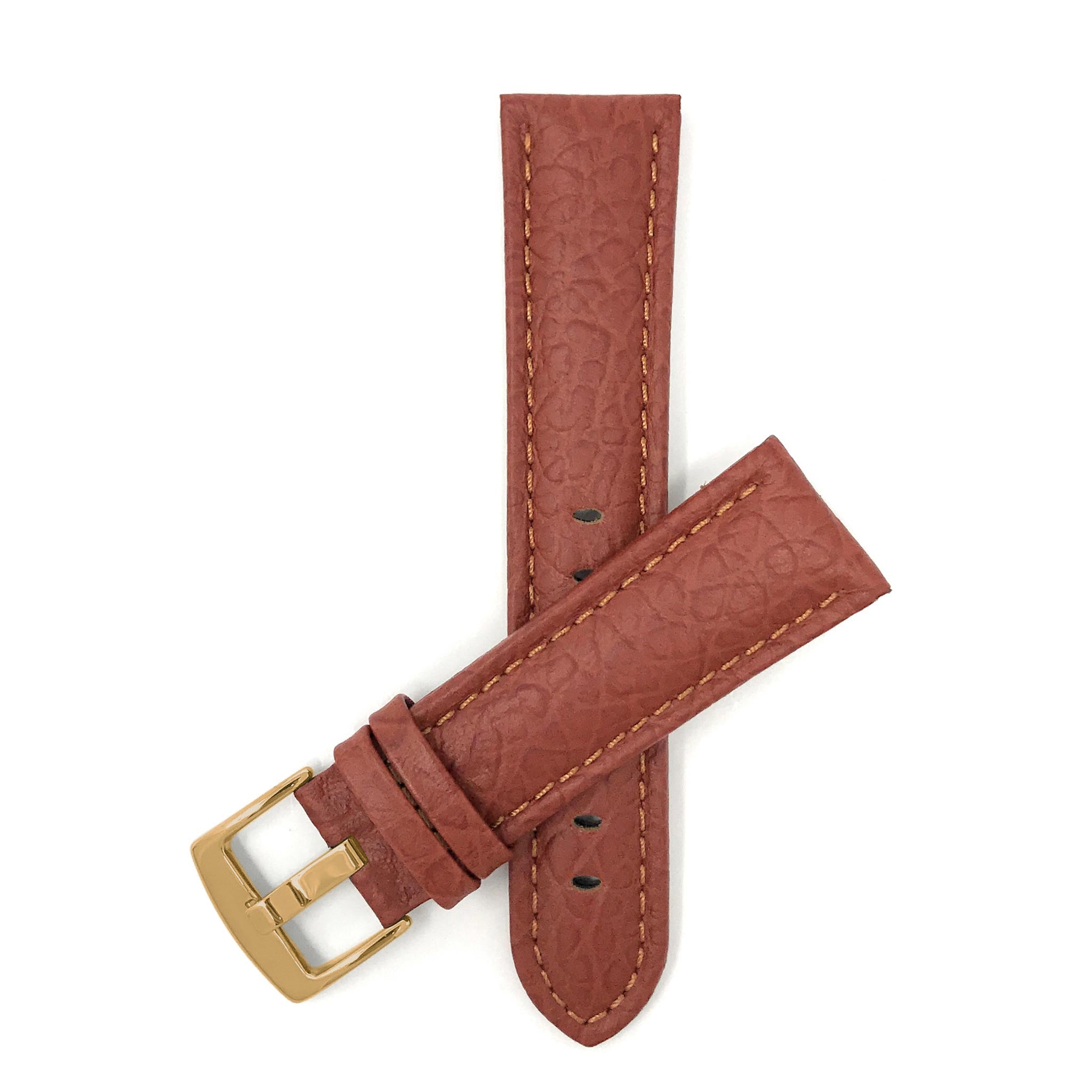 Bandini Mens Leather Watch Band Strap, Buffalo Pattern, Padded, Standard & Extra Long (XL) - 18mm to 30mm