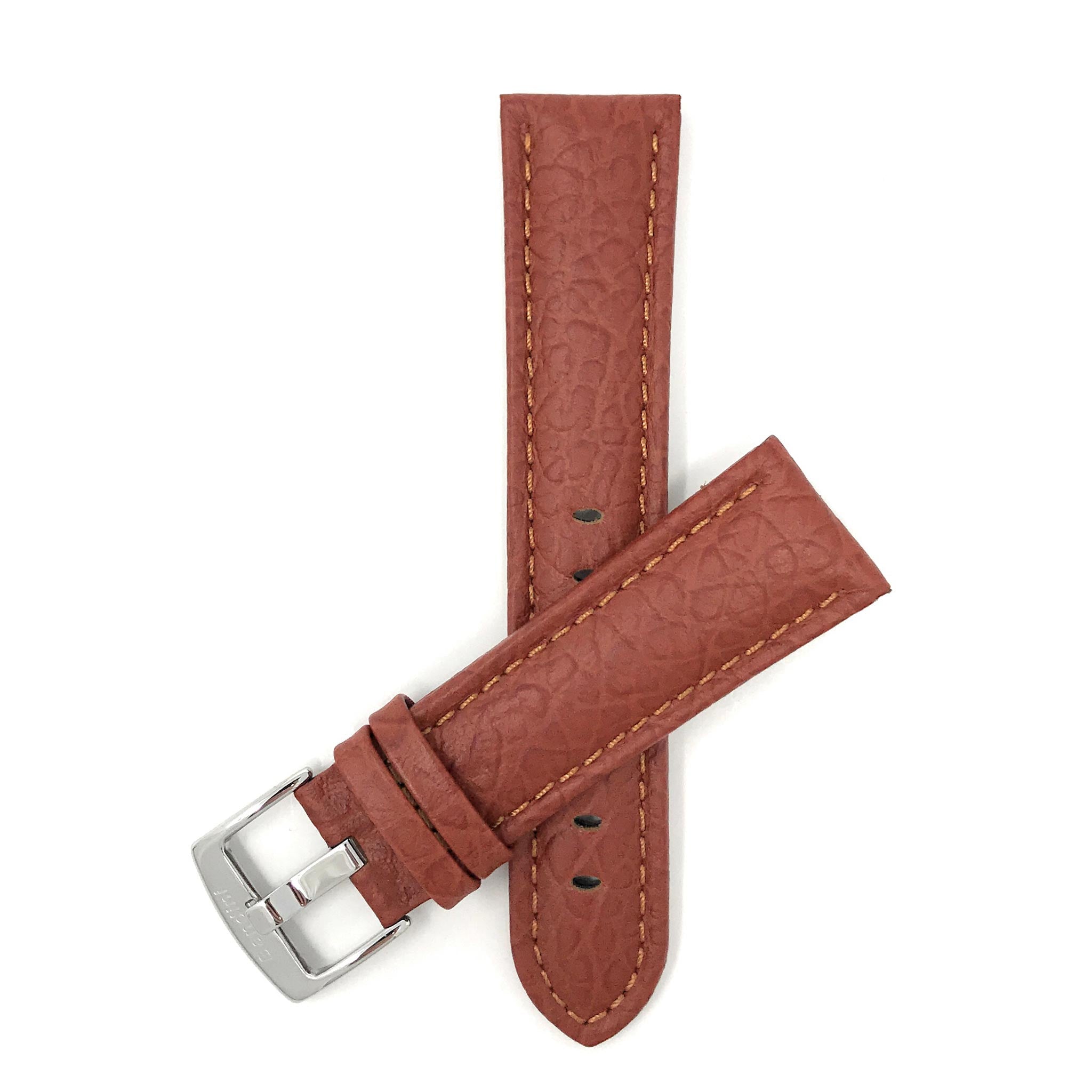 Bandini Mens Leather Watch Band Strap, Buffalo Pattern, Padded, Standard & Extra Long (XL) - 18mm to 30mm