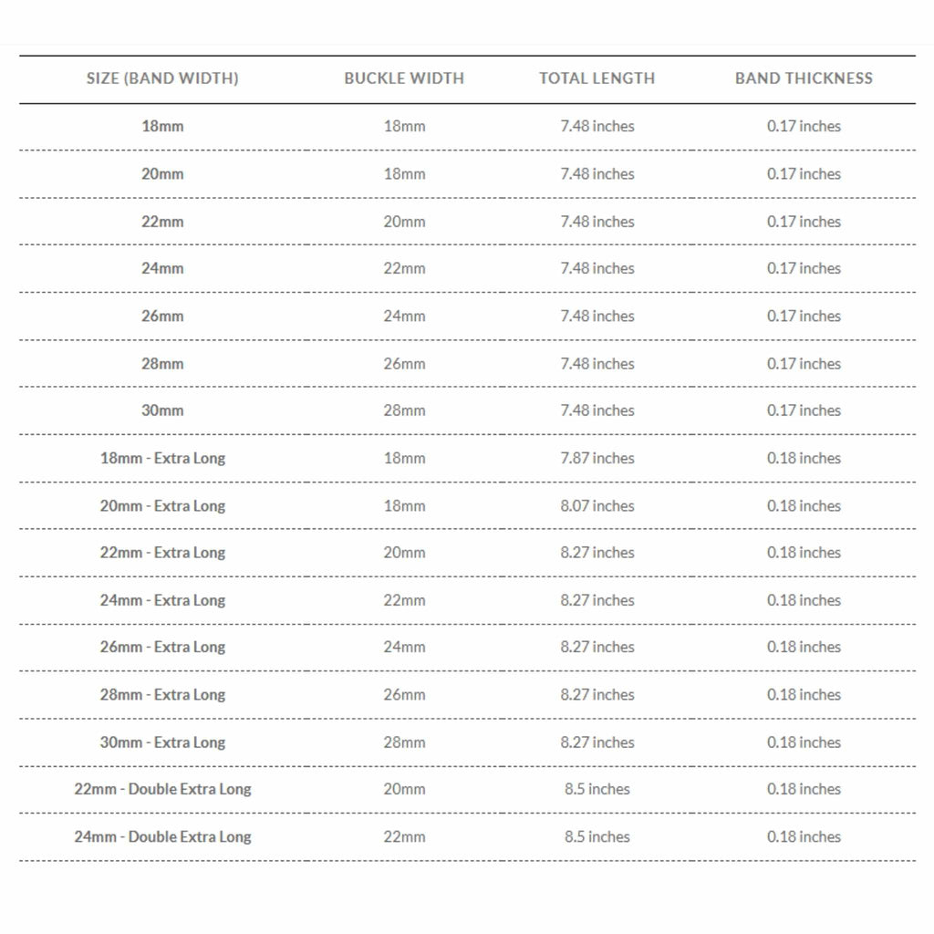 Bandini Mens Leather Band Strap, Buffalo Pattern, White Stitch, Padded, Standard & Extra Long (XL) - 18mm to 30mm