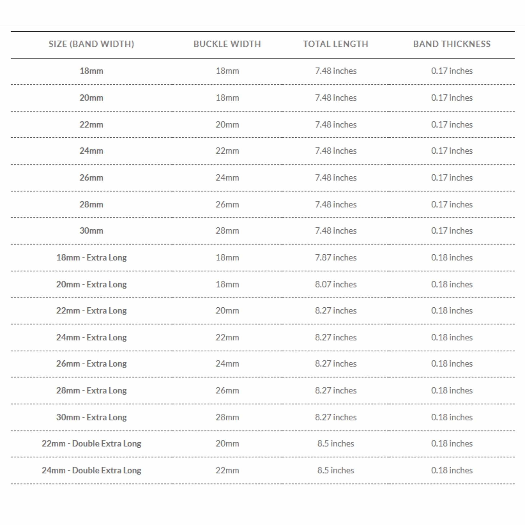 Bandini Mens Leather Band Strap, Buffalo Pattern, White Stitch, Padded, Standard & Extra Long (XL) - 18mm to 30mm