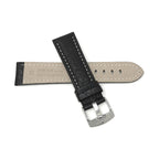 Bandini Mens Leather Band Strap, Buffalo Pattern, White Stitch, Padded, Standard & Extra Long (XL) - 18mm to 30mm