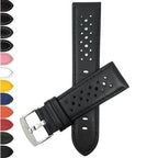 Bandini Leather Racing Rally Watch Band – 18mm 20mm 22mm 24mm - Silver Buckle