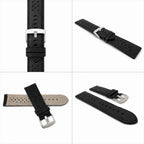 Bandini Leather Racing Rally Watch Band – 18mm 20mm 22mm 24mm - Silver Buckle