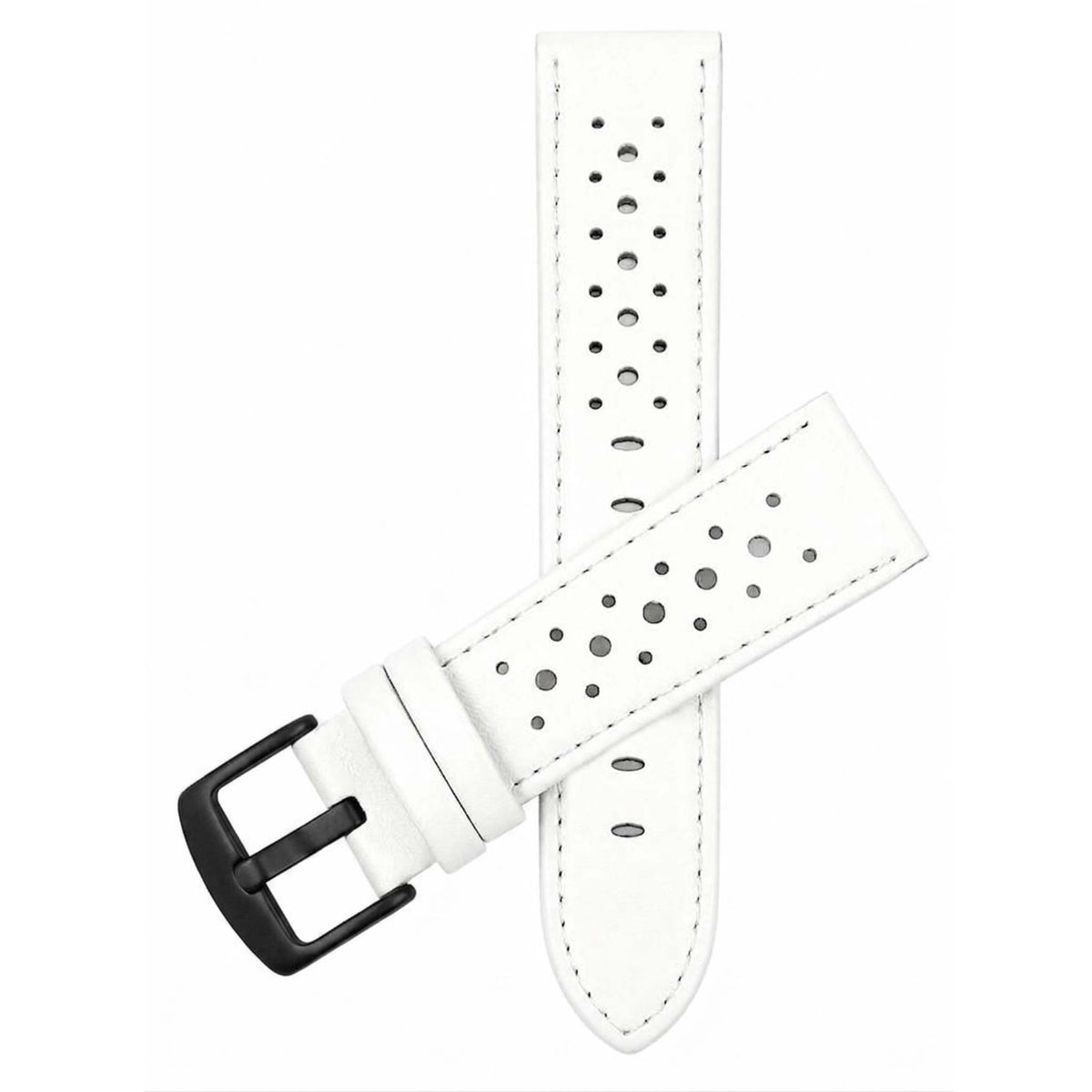 Bandini Leather Racing Rally Watch Band – 18mm 20mm 22mm 24mm - Black Buckle