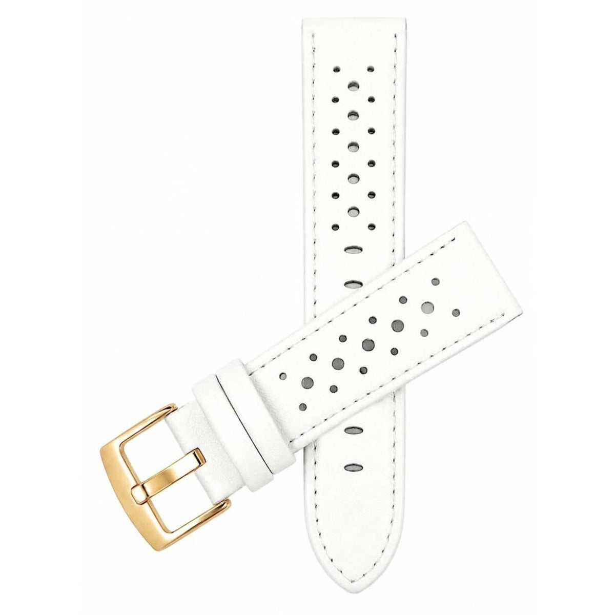 Bandini Leather Racing Rally Watch Band – 18mm 20mm 22mm 24mm - Gold Buckle