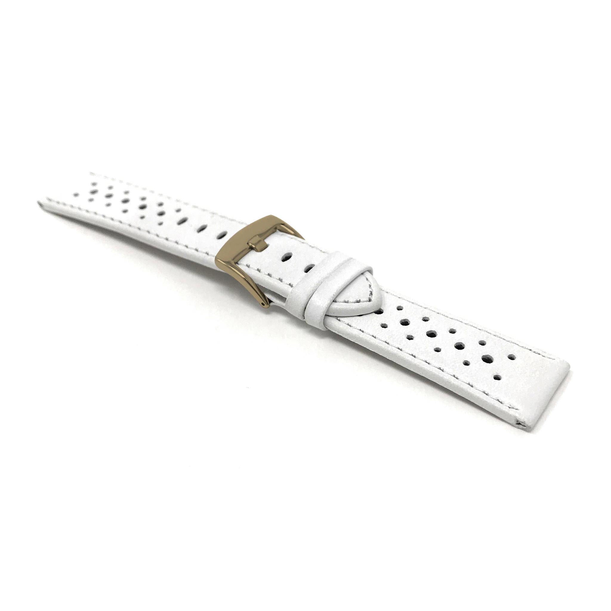 Bandini Leather Racing Rally Watch Band – 18mm 20mm 22mm 24mm - Gold Buckle