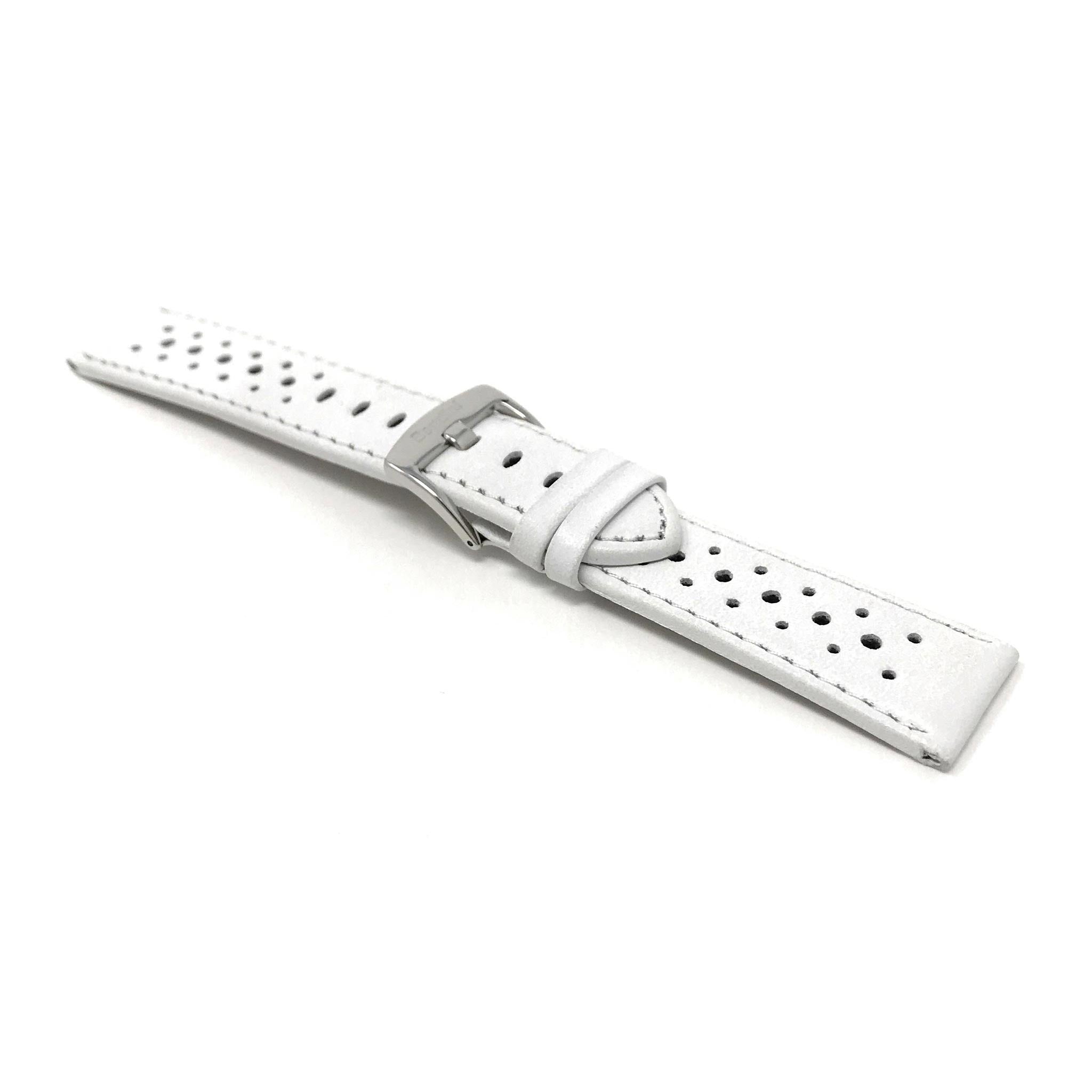 Bandini Leather Racing Rally Watch Band – 18mm 20mm 22mm 24mm - Silver Buckle