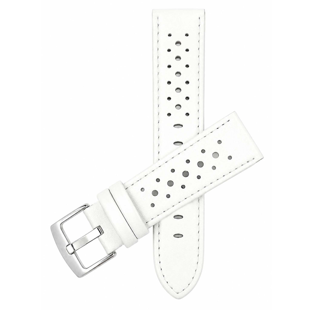 Bandini Leather Racing Rally Watch Band – 18mm 20mm 22mm 24mm - Silver Buckle