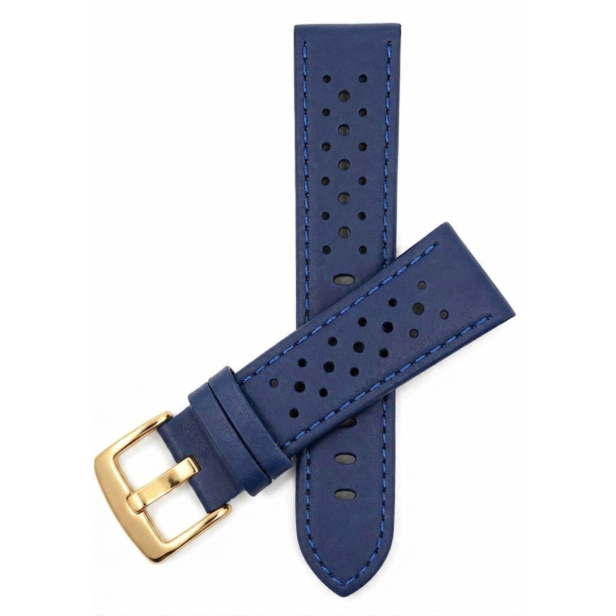 Bandini Leather Racing Rally Watch Band – 18mm 20mm 22mm 24mm - Gold Buckle