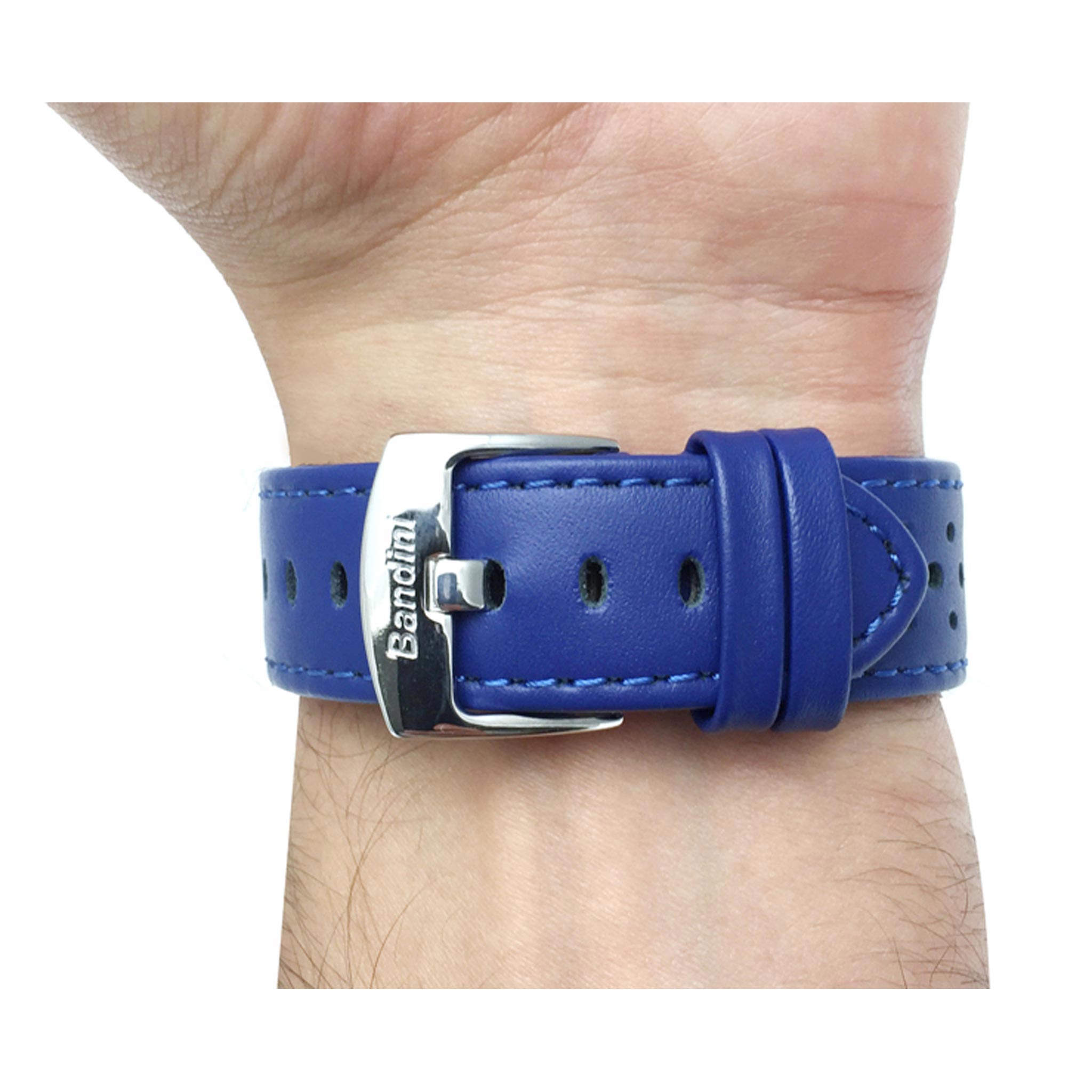 Bandini Leather Racing Rally Watch Band – 18mm 20mm 22mm 24mm - Silver Buckle