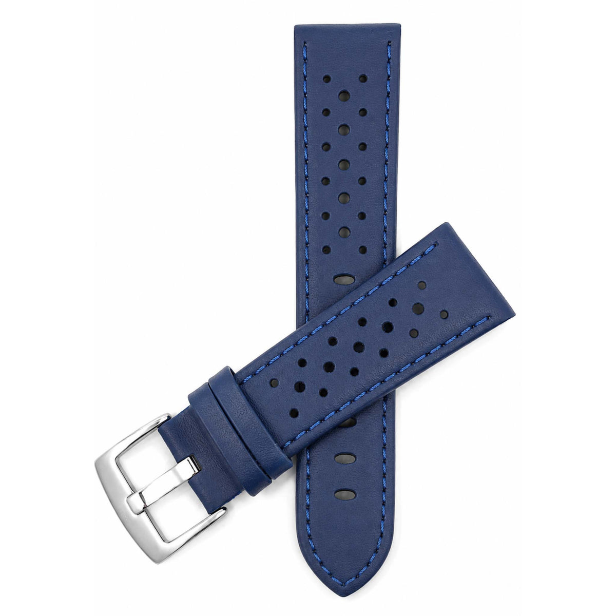 Bandini Leather Racing Rally Watch Band – 18mm 20mm 22mm 24mm - Silver Buckle