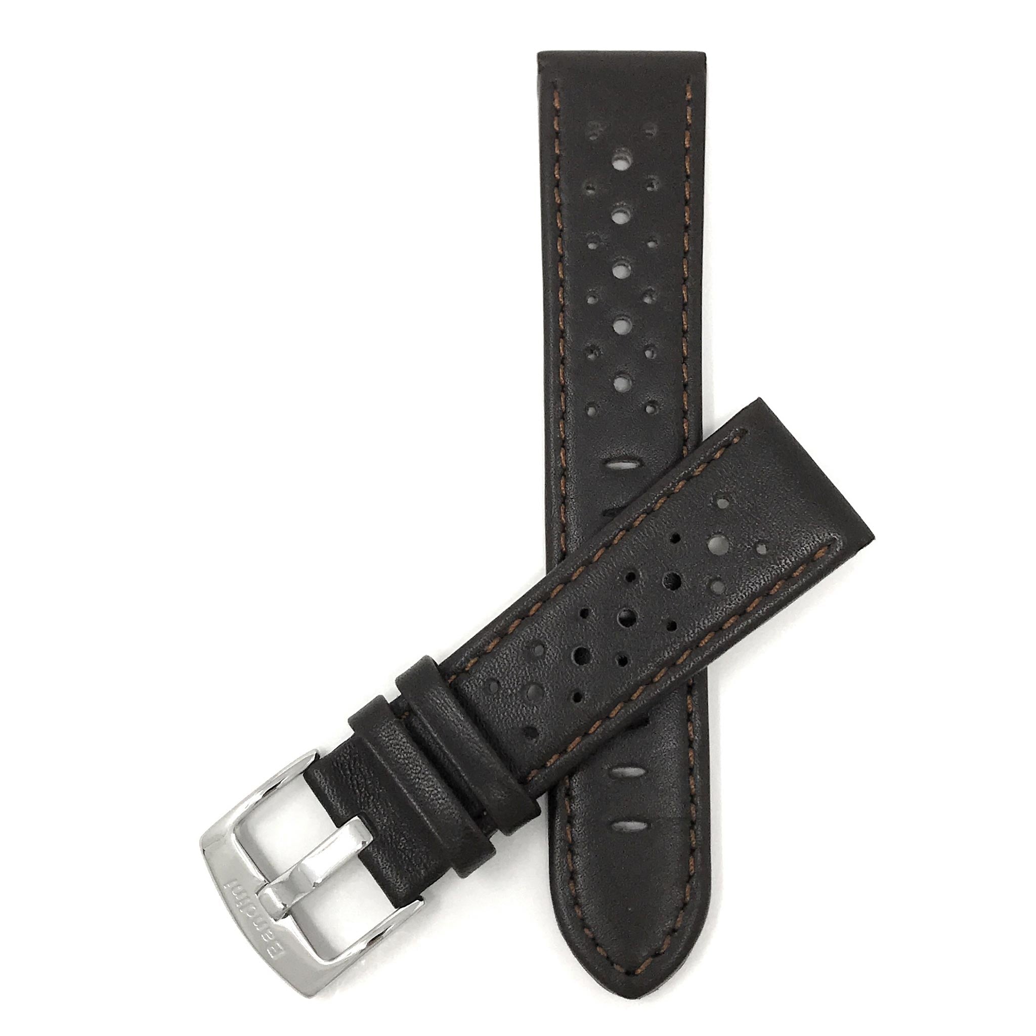 Bandini Leather Racing Rally Watch Band – 18mm 20mm 22mm 24mm - Silver Buckle