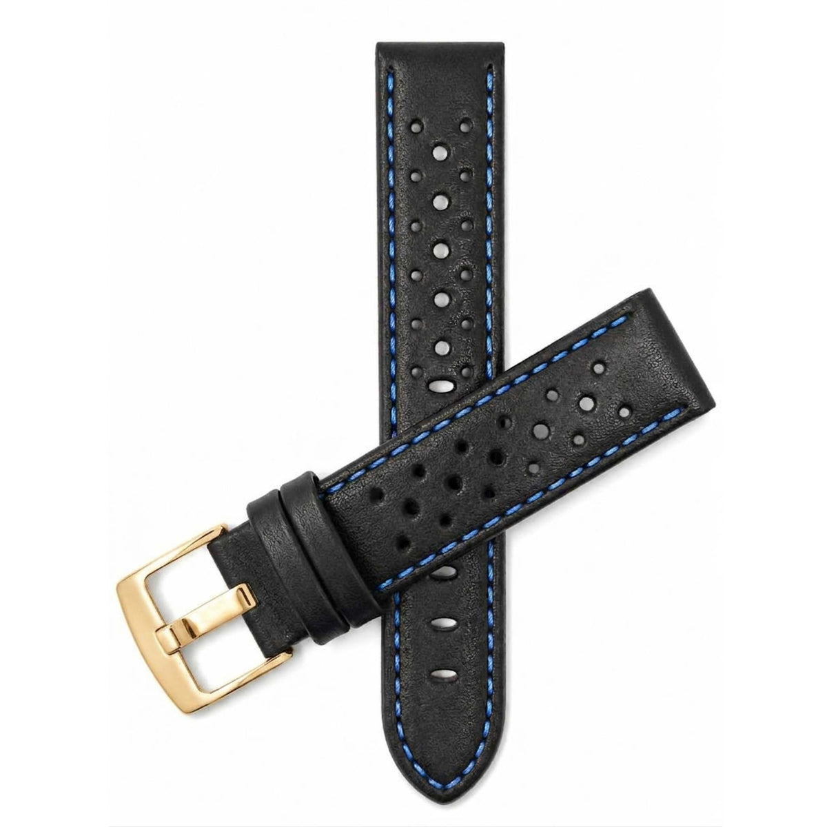 Bandini Leather Racing Rally Watch Band – 18mm 20mm 22mm 24mm - Gold Buckle