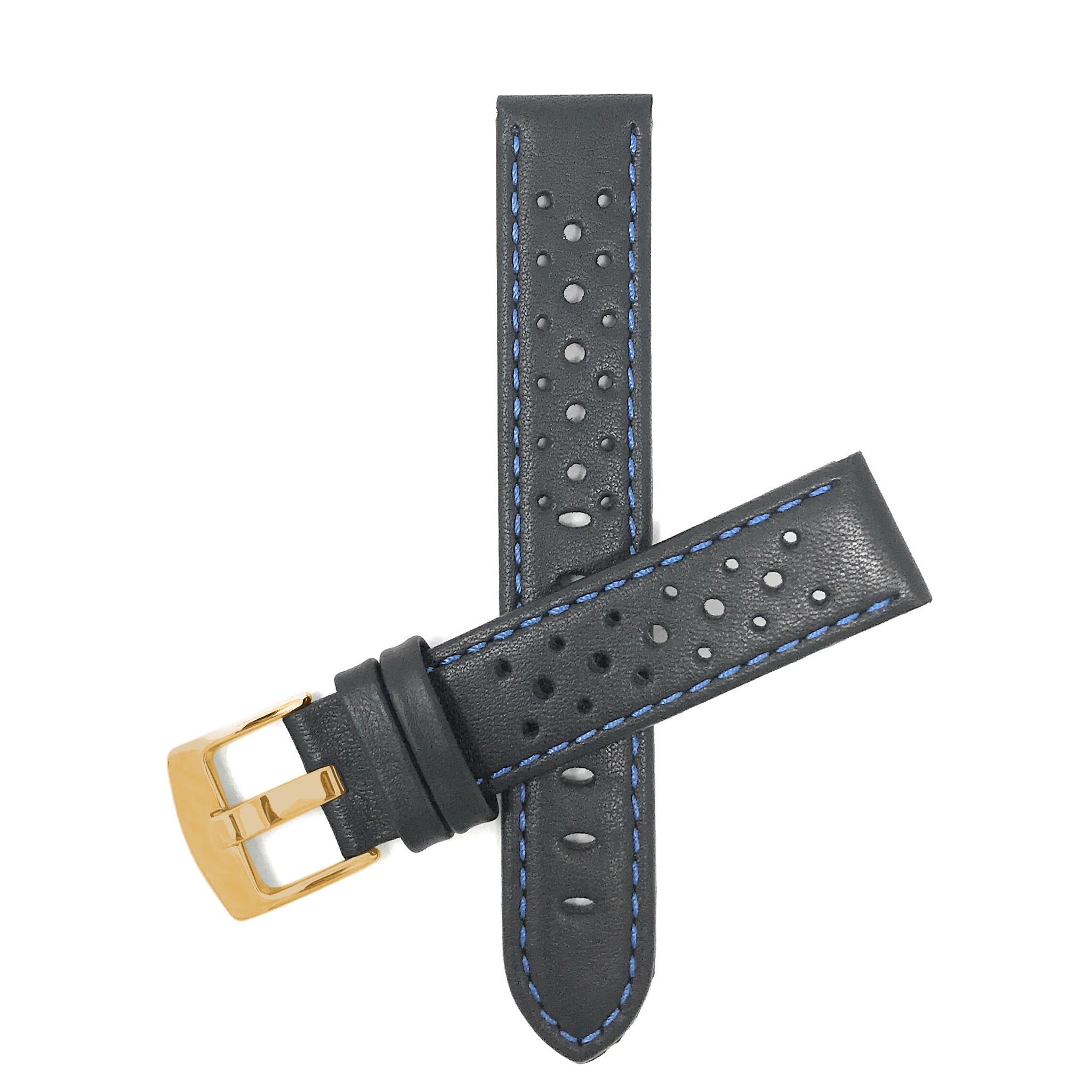 Bandini Leather Racing Rally Watch Band – 18mm 20mm 22mm 24mm - Gold Buckle