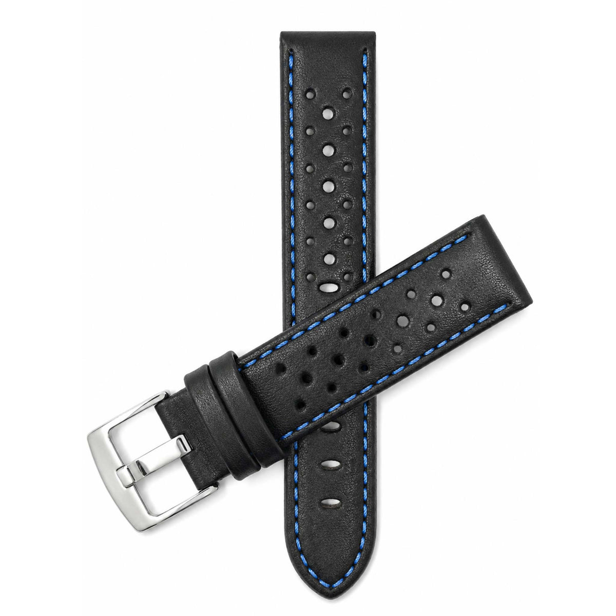Bandini Leather Racing Rally Watch Band – 18mm 20mm 22mm 24mm - Silver Buckle
