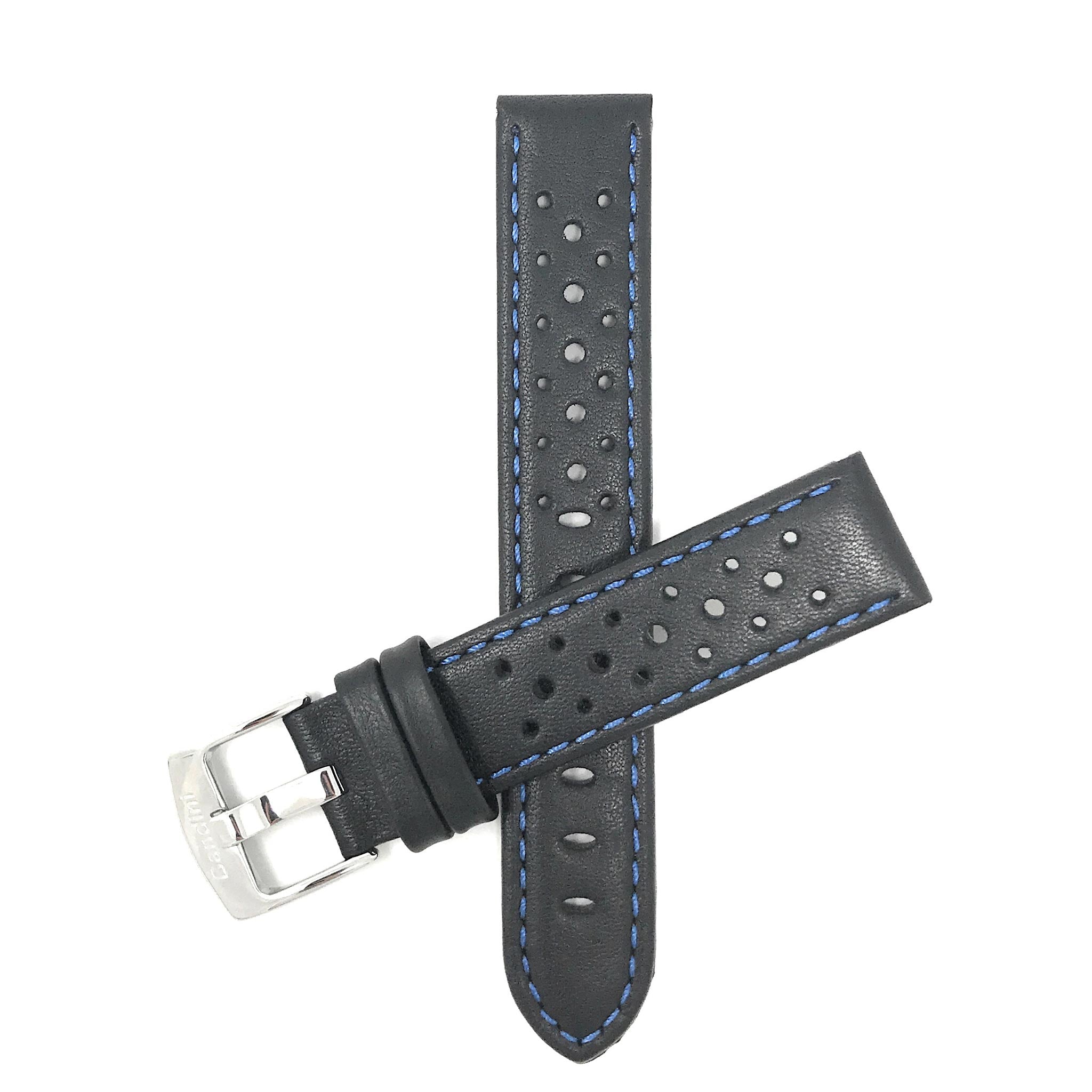 Bandini Leather Racing Rally Watch Band – 18mm 20mm 22mm 24mm - Silver Buckle