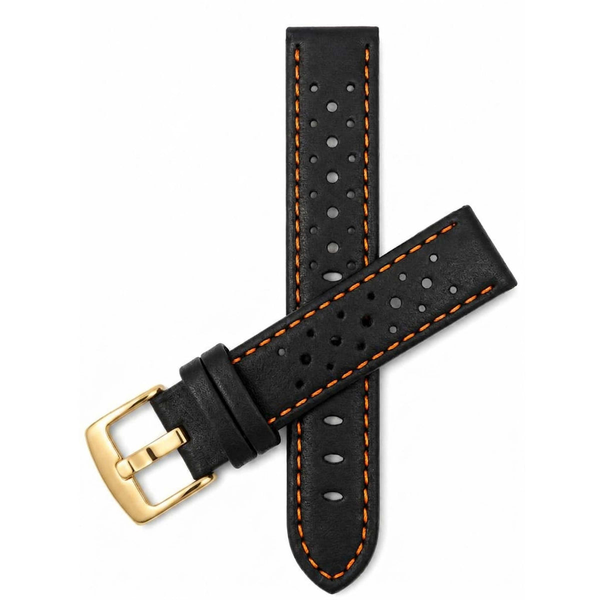 Bandini Leather Racing Rally Watch Band – 18mm 20mm 22mm 24mm - Gold Buckle
