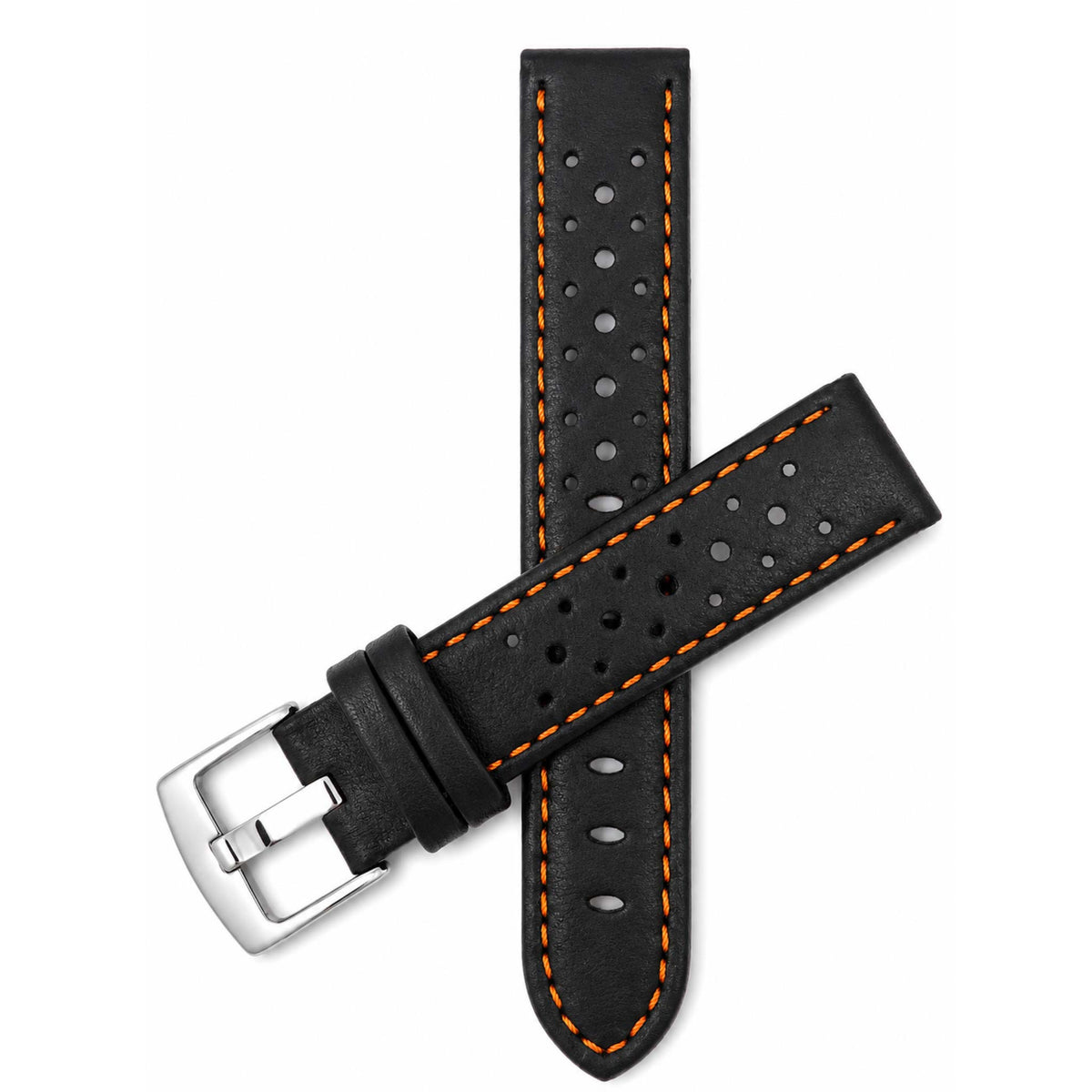 Bandini Leather Racing Rally Watch Band – 18mm 20mm 22mm 24mm - Silver Buckle