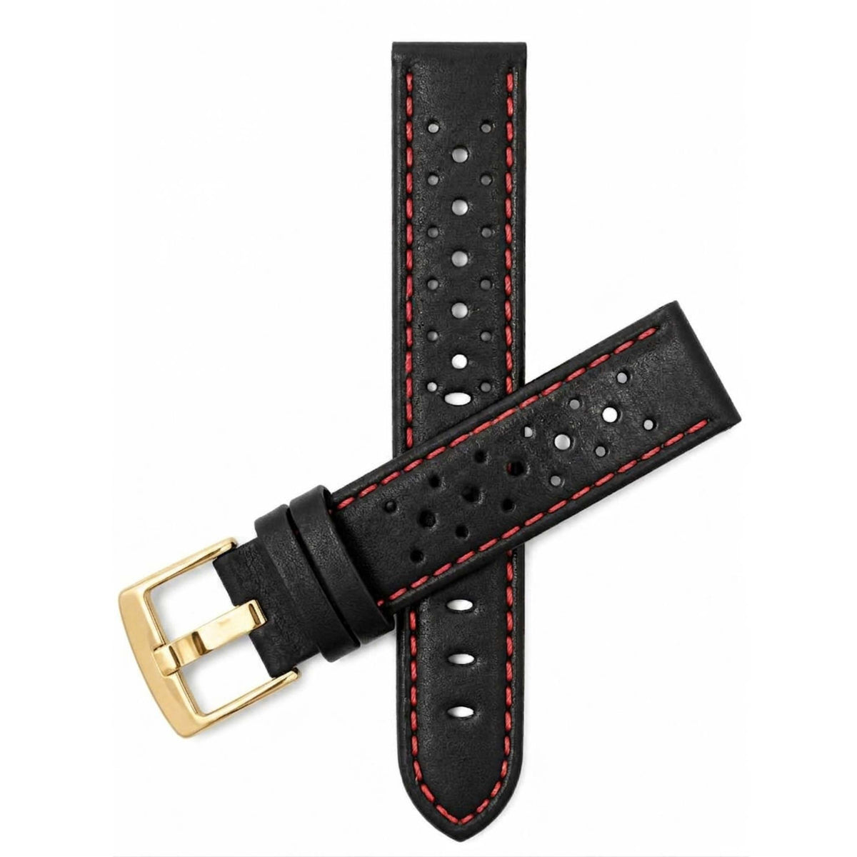 Bandini Leather Racing Rally Watch Band – 18mm 20mm 22mm 24mm - Gold Buckle