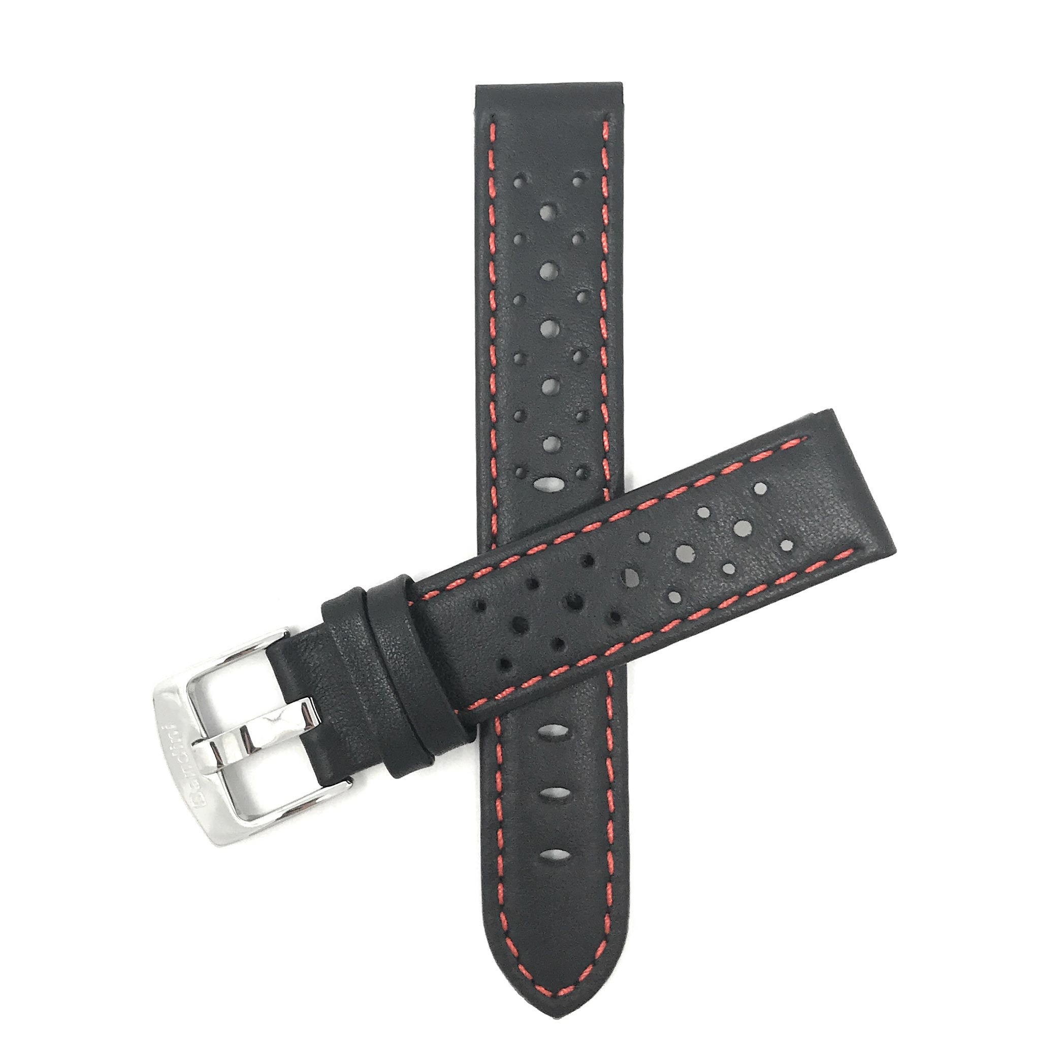 Bandini Leather Racing Rally Watch Band – 18mm 20mm 22mm 24mm - Silver Buckle