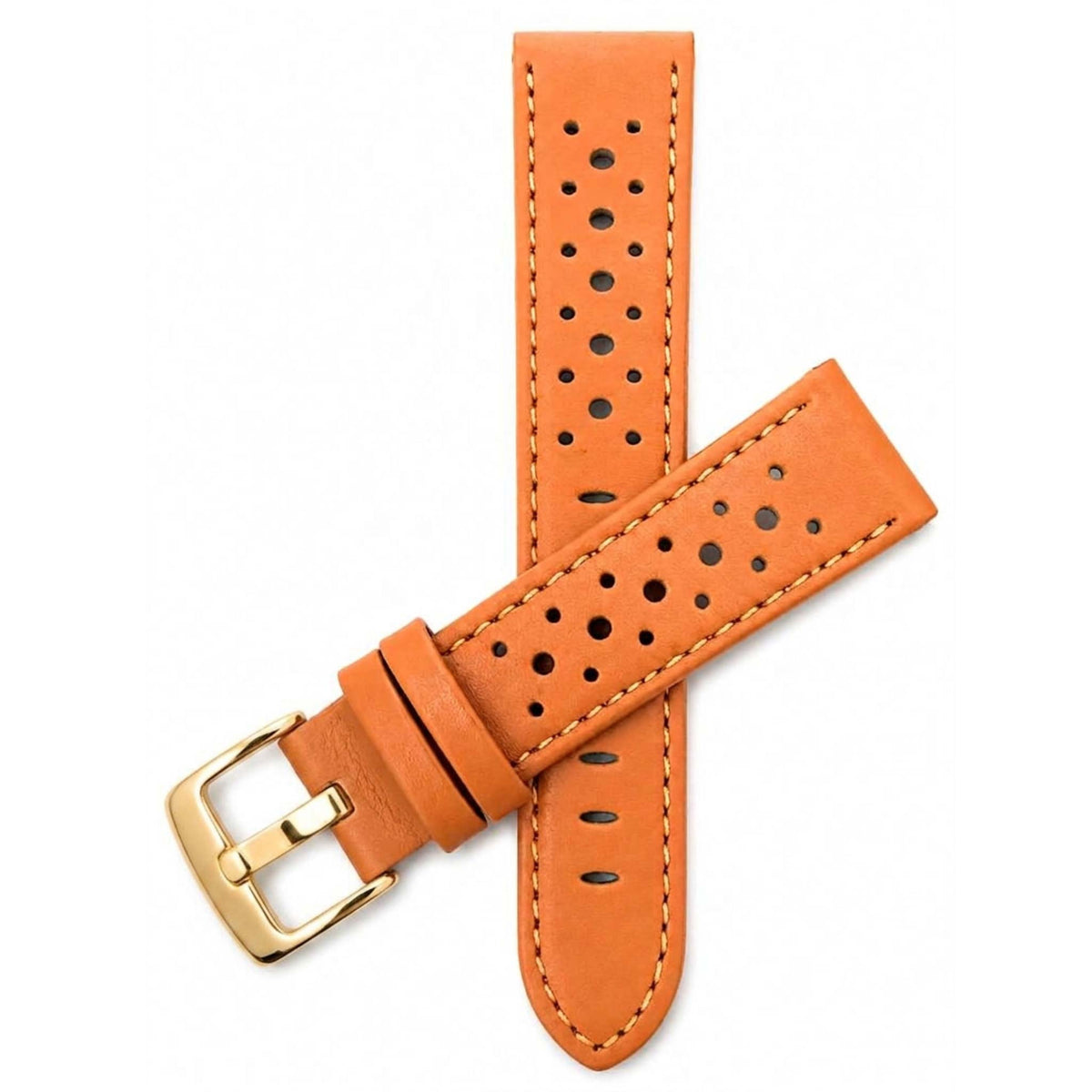 Bandini Leather Racing Rally Watch Band – 18mm 20mm 22mm 24mm - Gold Buckle