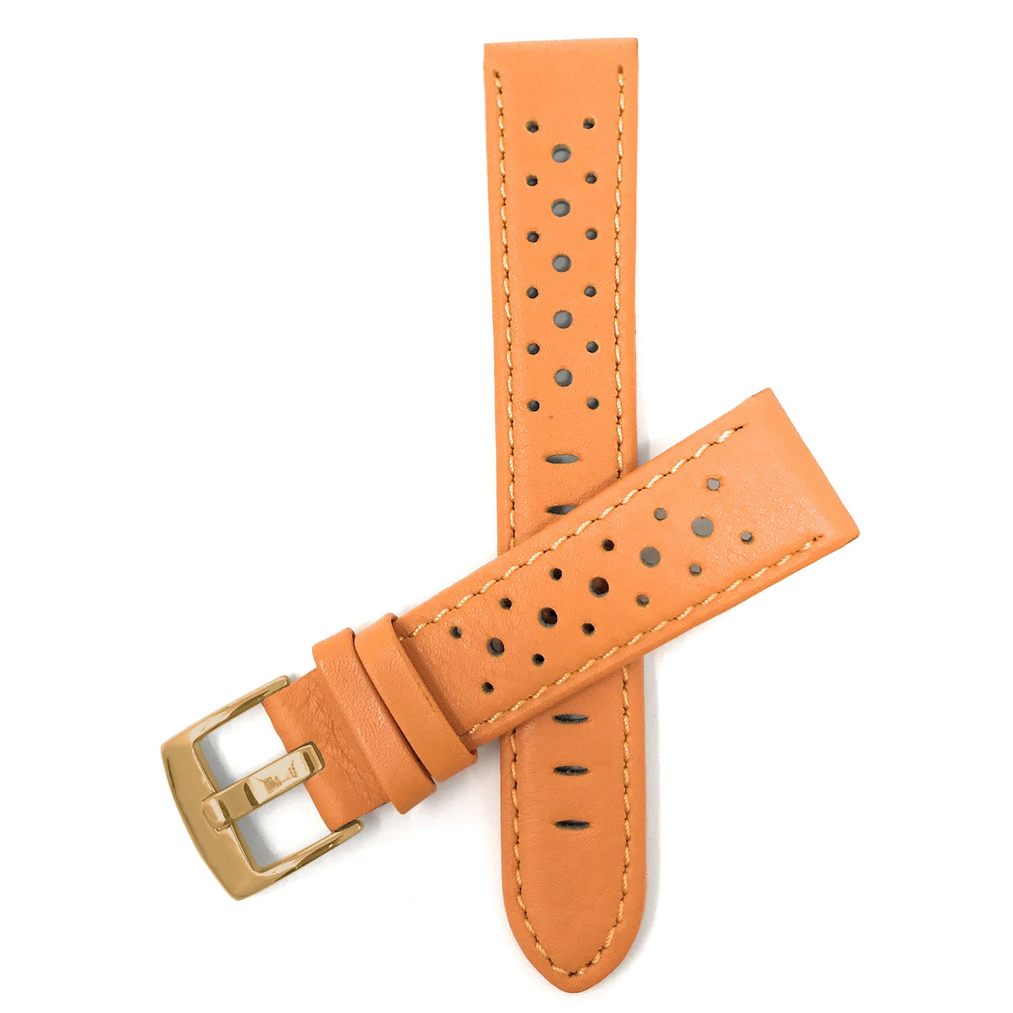 Bandini Leather Racing Rally Watch Band – 18mm 20mm 22mm 24mm - Gold Buckle