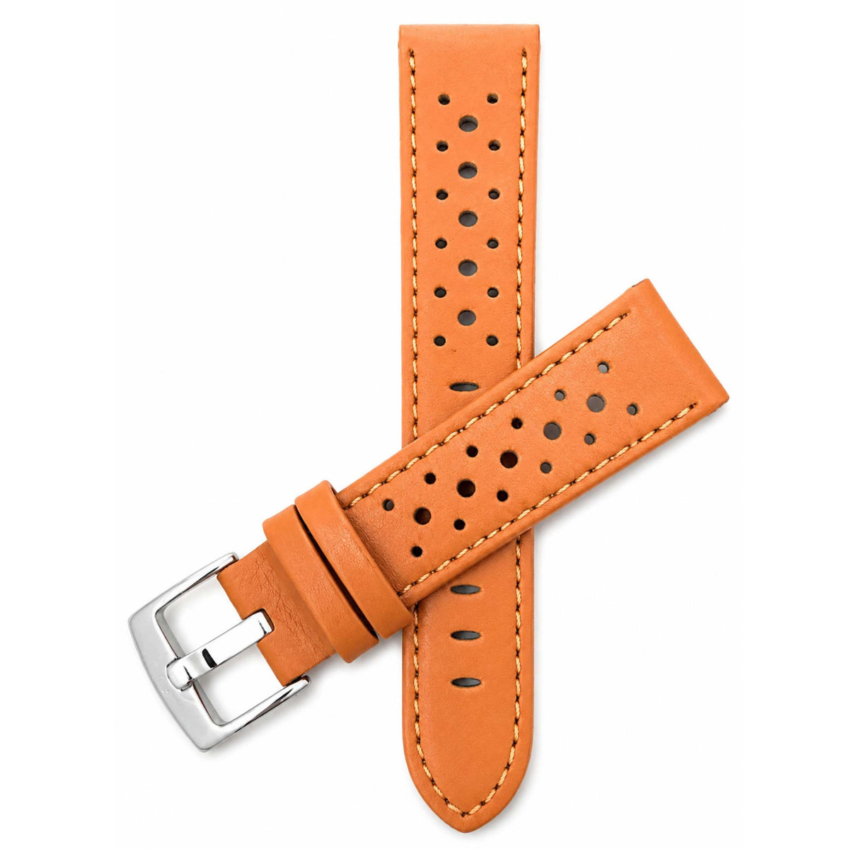 Bandini Leather Racing Rally Watch Band – 18mm 20mm 22mm 24mm - Silver Buckle