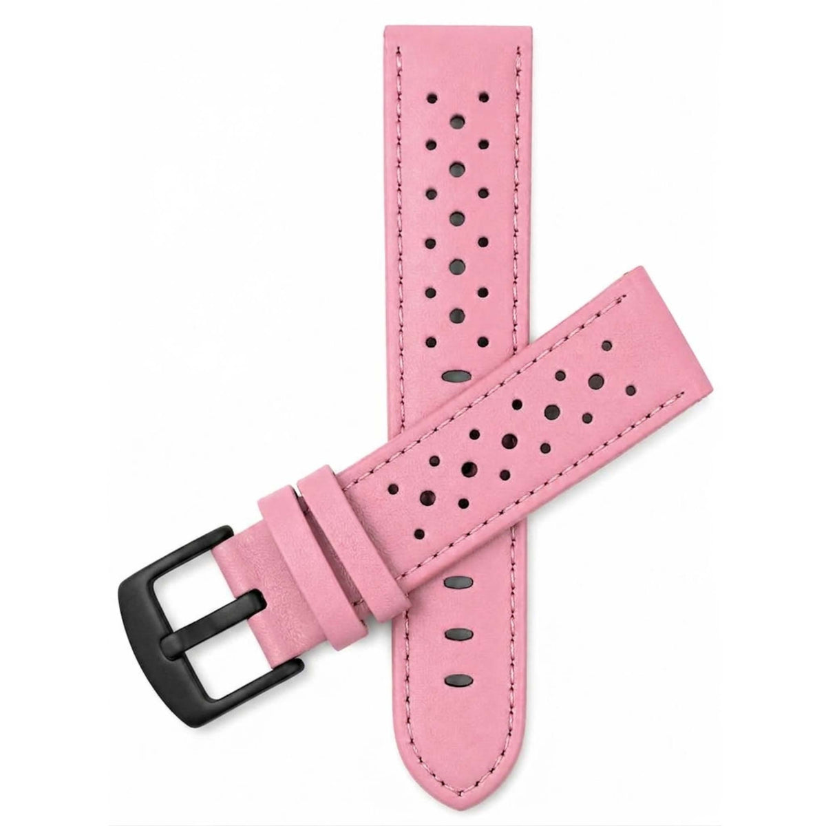 Bandini Leather Racing Rally Watch Band – 18mm 20mm 22mm 24mm - Black Buckle