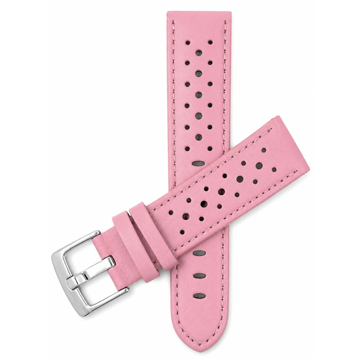 Bandini Leather Racing Rally Watch Band – 18mm 20mm 22mm 24mm - Silver Buckle