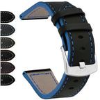 Bandini Two-Tone Leather Aviator Watch Band - 18mm to 24mm (Standard or Extra Long)