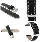 Bandini Two-Tone Leather Aviator Watch Band - 18mm to 24mm (Standard or Extra Long)