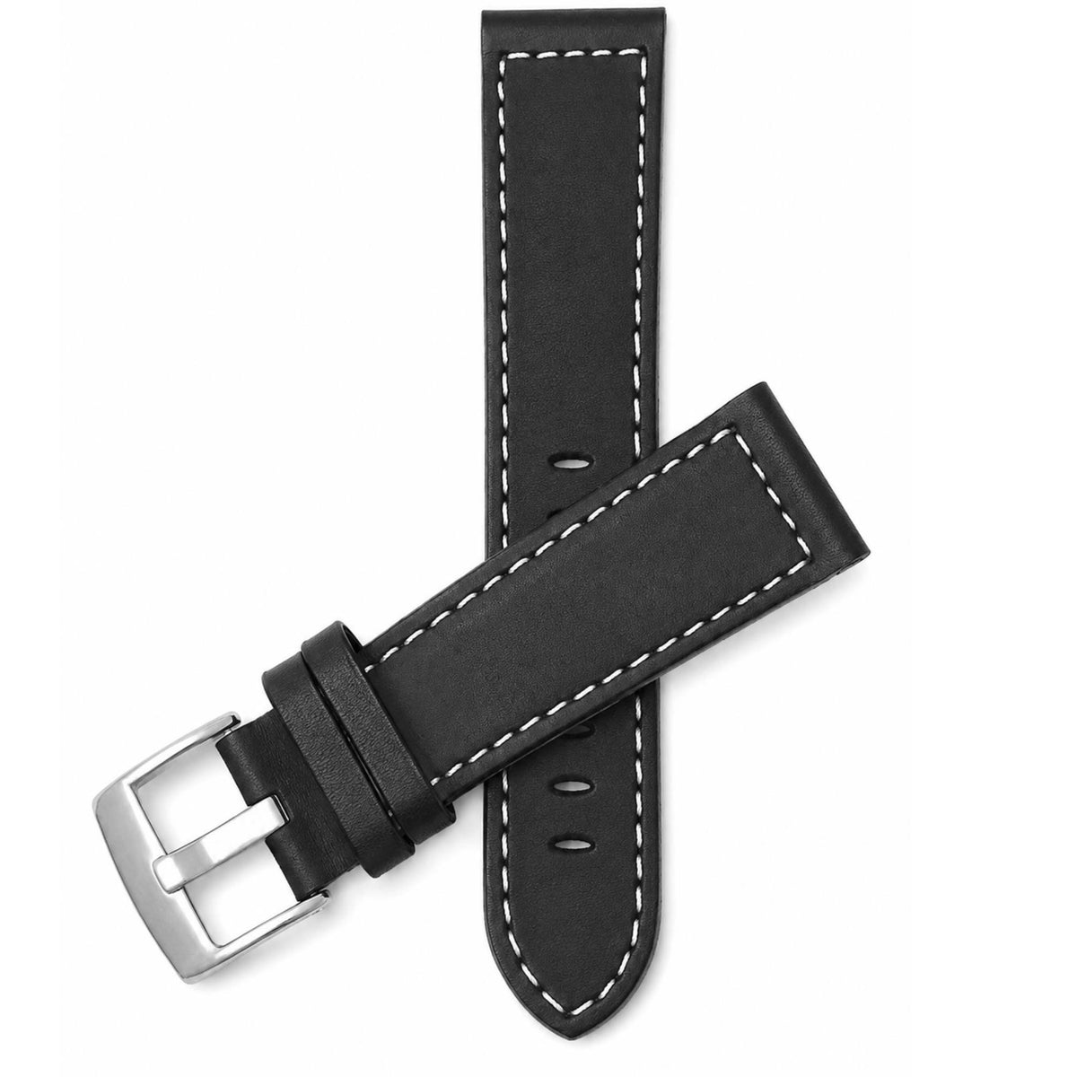 Bandini Two-Tone Leather Aviator Watch Band - 18mm to 24mm (Standard or Extra Long)
