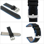 Bandini Two-Tone Leather Aviator Watch Band - 18mm to 24mm (Standard or Extra Long)