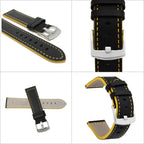 Bandini Two-Tone Leather Aviator Watch Band - 18mm to 24mm (Standard or Extra Long)