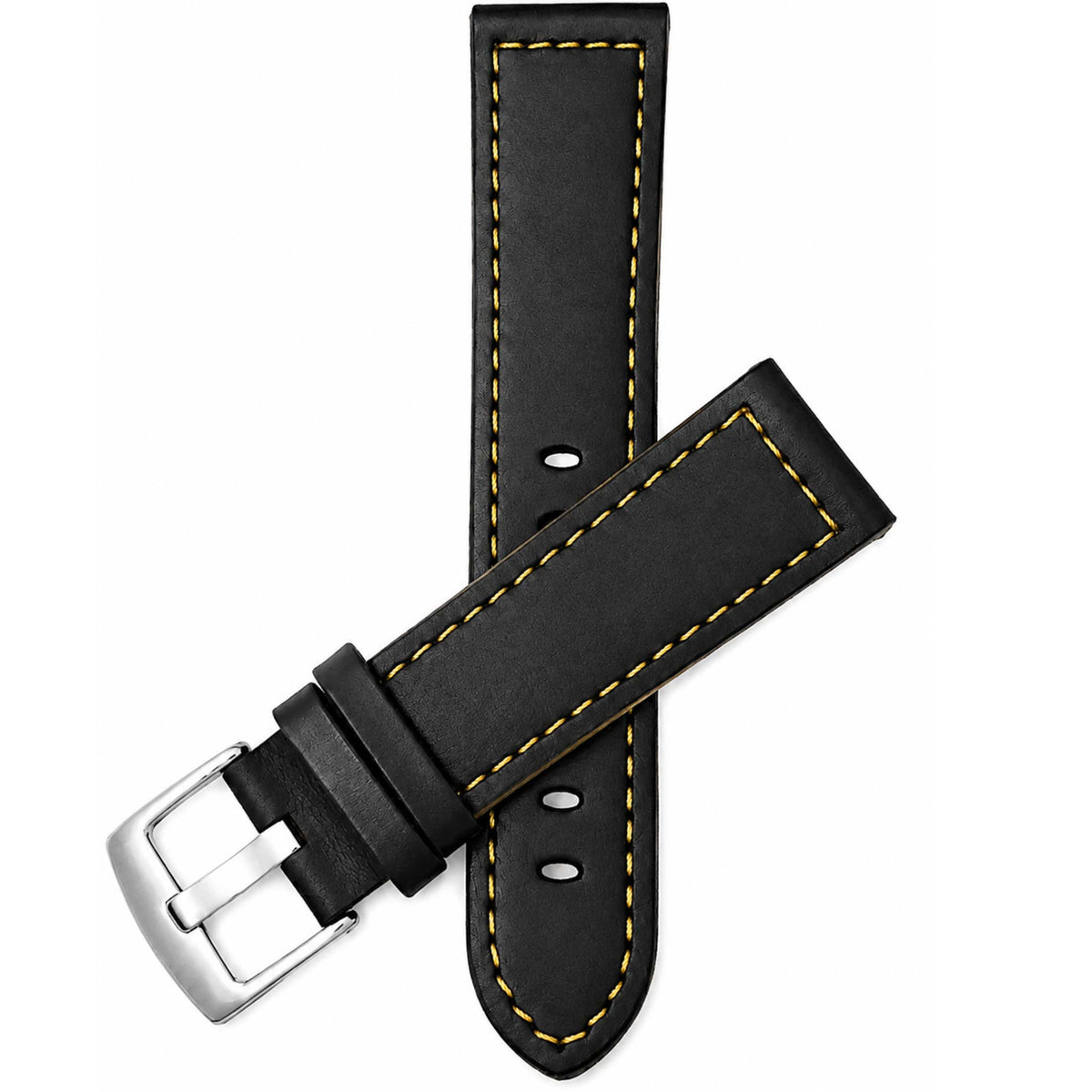 Bandini Two-Tone Leather Aviator Watch Band - 18mm to 24mm (Standard or Extra Long)