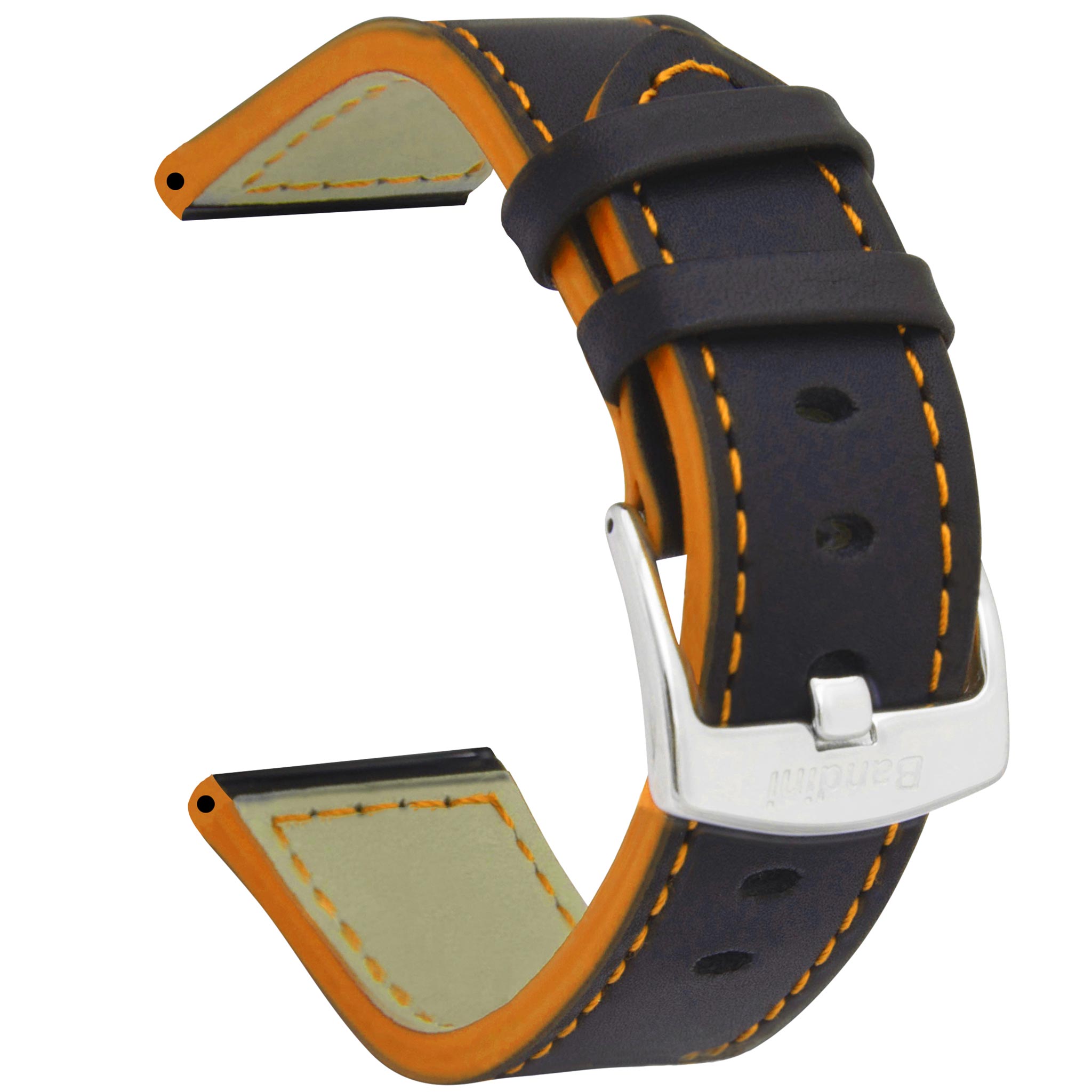 Bandini Two-Tone Leather Aviator Watch Band - 18mm to 24mm (Standard or Extra Long)