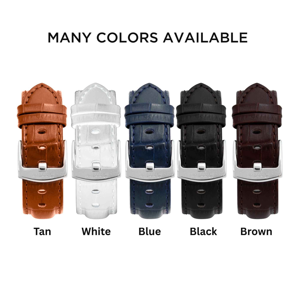 Bandini Mens Leather Watch Band for Apple Watch - Alligator Pattern